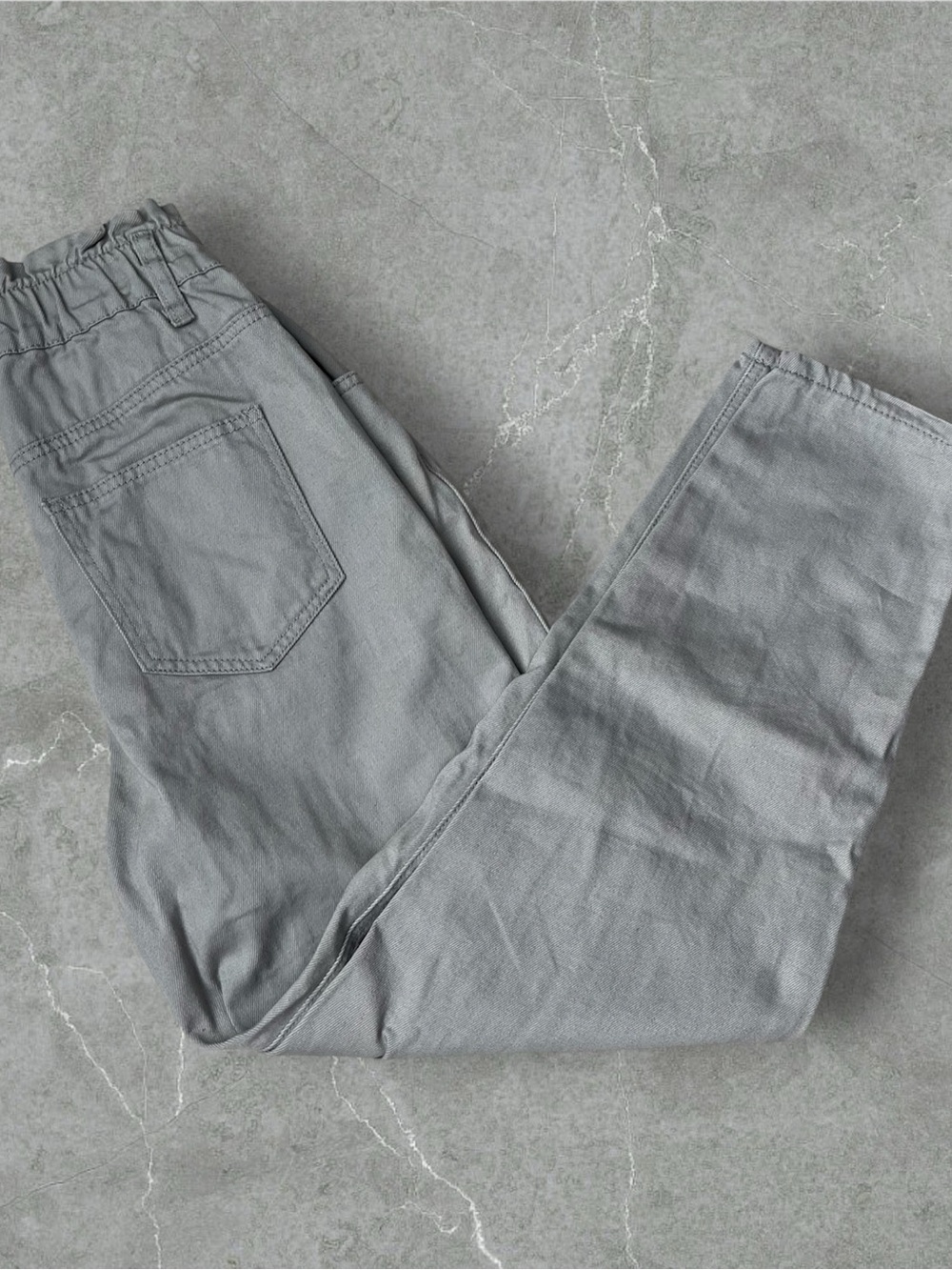 Casual Elastic-Waist Gray Pants